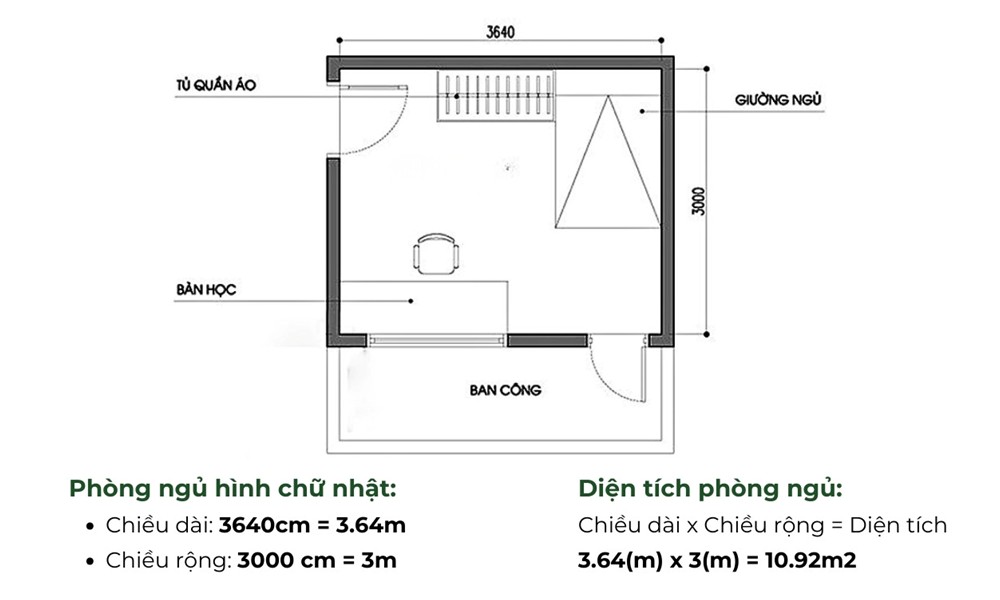 Cách tính diện tích phòng ngủ chuẩn nhất