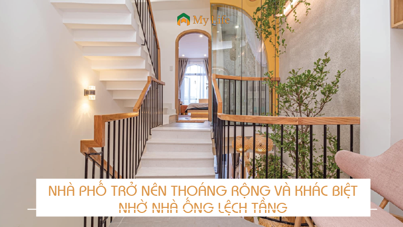 Nhà phố trở nên thoáng rộng và khác biệt nhờ nhà ống lệch tầng