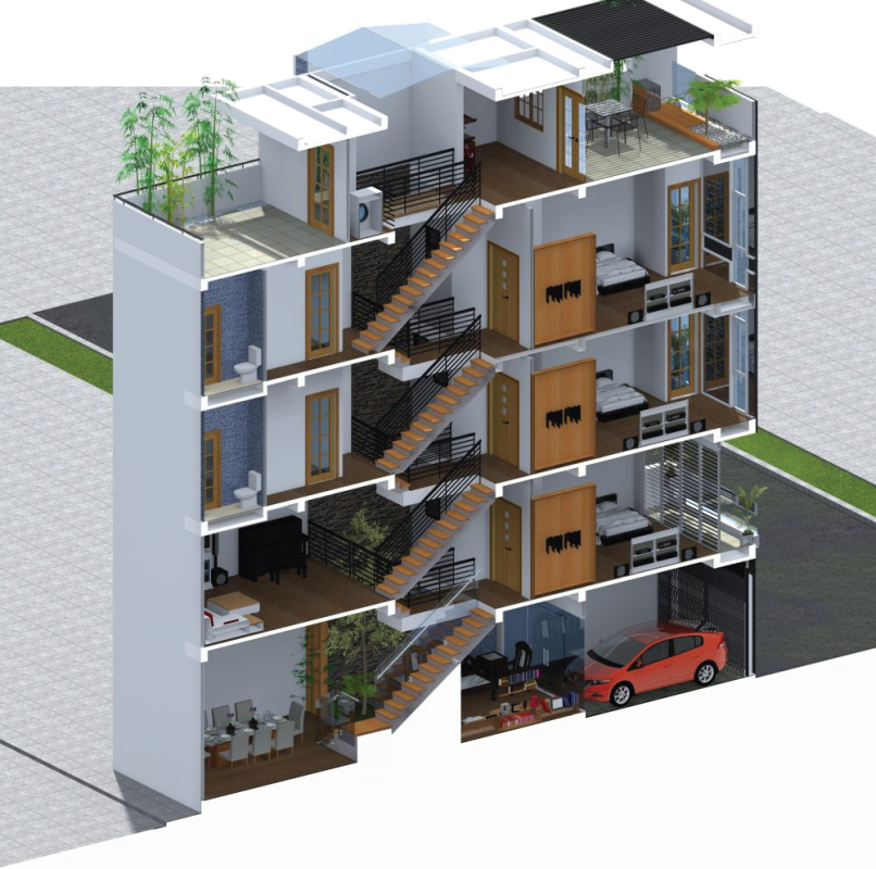 Nhà phố trở nên thoáng rộng và khác biệt nhờ nhà ống lệch tầng